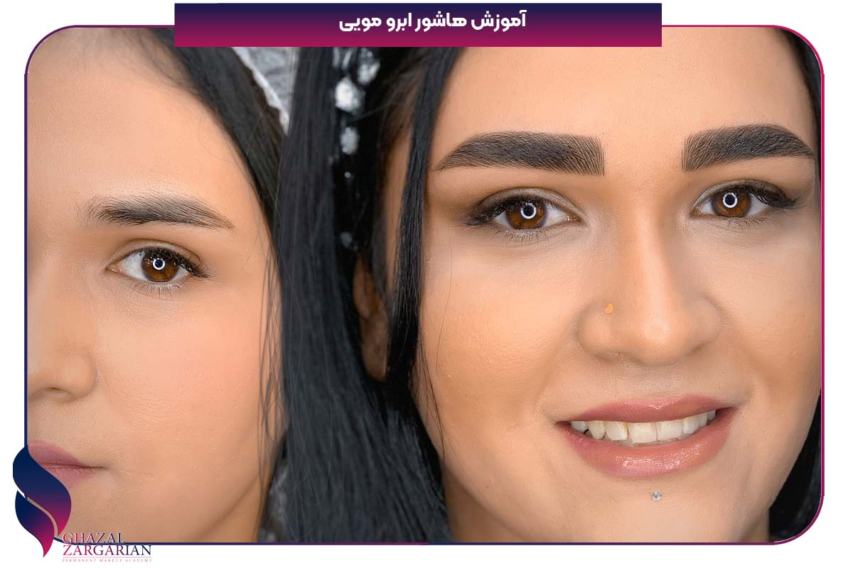 آموزش هاشور ابرو مویی